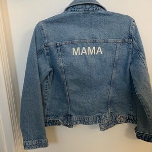 Zara “mama” denim jean jacket embroidered by Zara